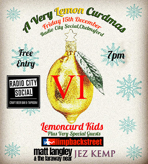 Gig poster for A Very Lemon Curdmas 2023, Christmas gig by The Lemoncurd Kids